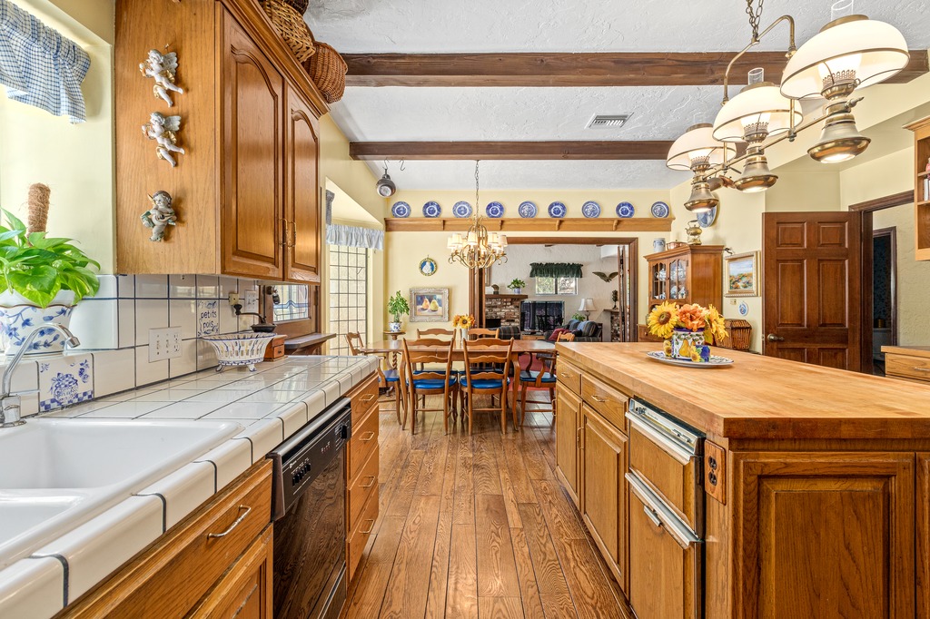 Kitchen View to Breakfast and Family Room